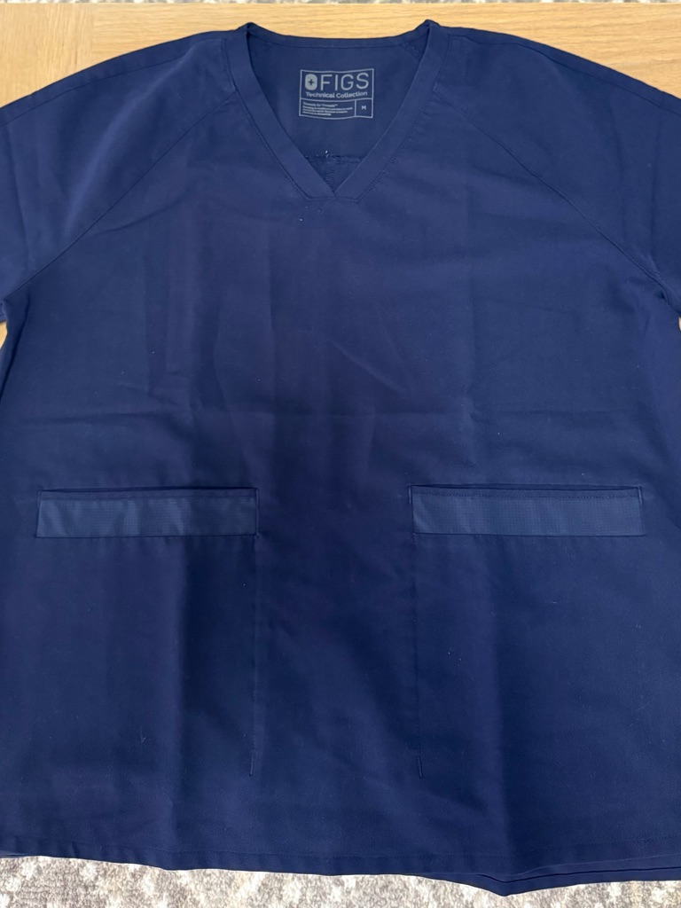 Figs Women's Navy Blue Top V-Neck With Dual Pockets (Discontinued)